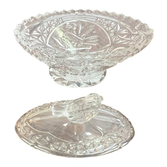 Hofbauer Byrdes Crystal Oval Covered Candy Dish With Bird Lid Made Germany 4X4X2 - Picture 5 of 8